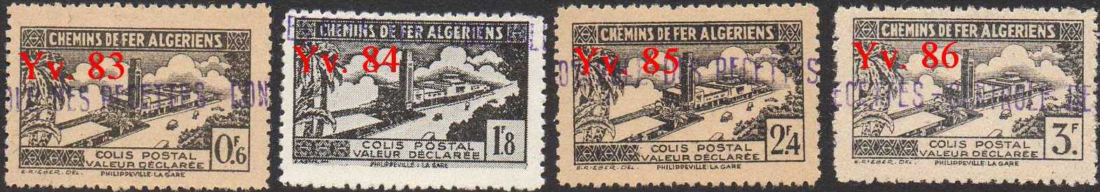 timbres-poste Algerie CP Colis Postal Algeria Railway Parcel Stamps